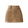 Deerskin velvet short skirt women's autumn brown skirt high waist hip skirt Trendy High Waist Khaki Mini Skirt