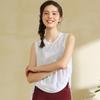 Slub Yarn Summer Breathable Yoga Blouse Women's Loose Round Neck Sleeveless Sports Blouse Hem Drawstring Yoga Blouse