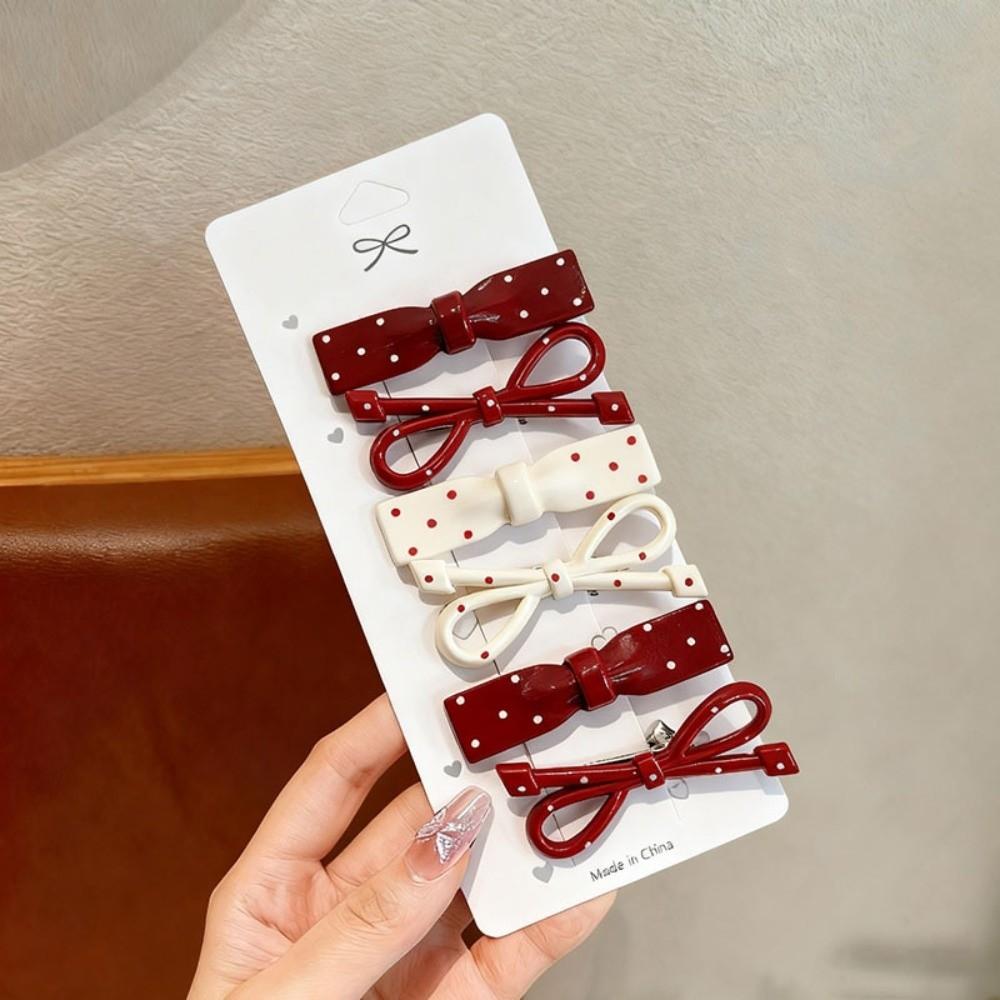 6Pcs/Set Polka Dot Oval Bow Hair Clip Sweet Hairpins Fashion Broken Hair Clip  Hair Accessories
