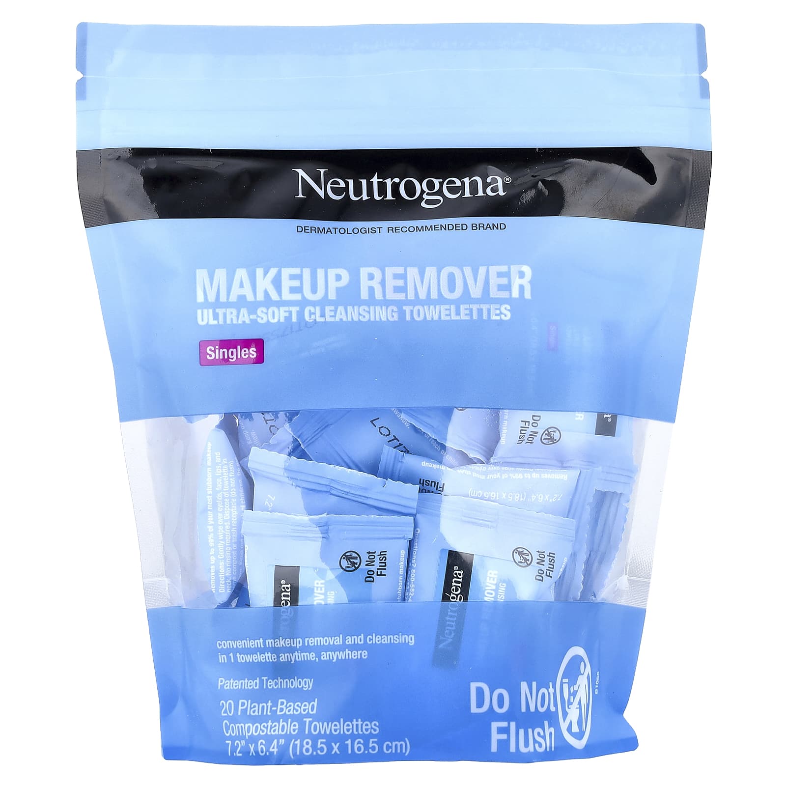Neutrogena, Makeup Remover, Ultra Soft Cleansing Wipes, Individually Wrapped, 20 Vegetal Biodegradable Wipes