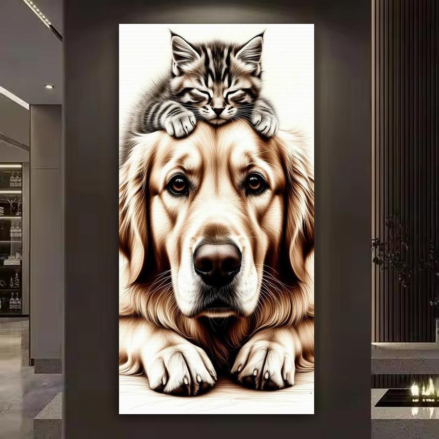 Cat and Dog Large Size Diamond Painting New Collection Pet Animals Diy Full Drill Rhinestone Embroidery Mosaic Cross Stitch Kits