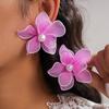 DIGADAGU Mesh Imitation Pearl Flower Stud Earrings New Elegant Exaggerated Earrings Women Daily Zircon Accessories