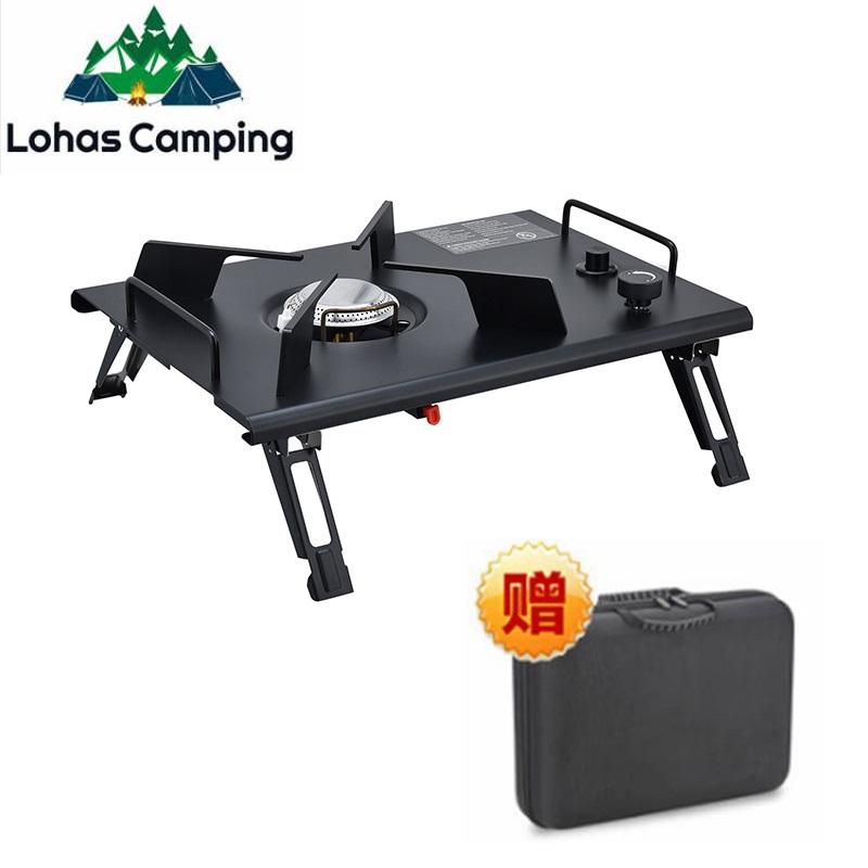 Lohascamping Masă portabilă cu arzător IGT pe gaz, masă de camping de mare putere, cuptor cu butan, masă pliabilă cu cuptor pe gaz IGT
