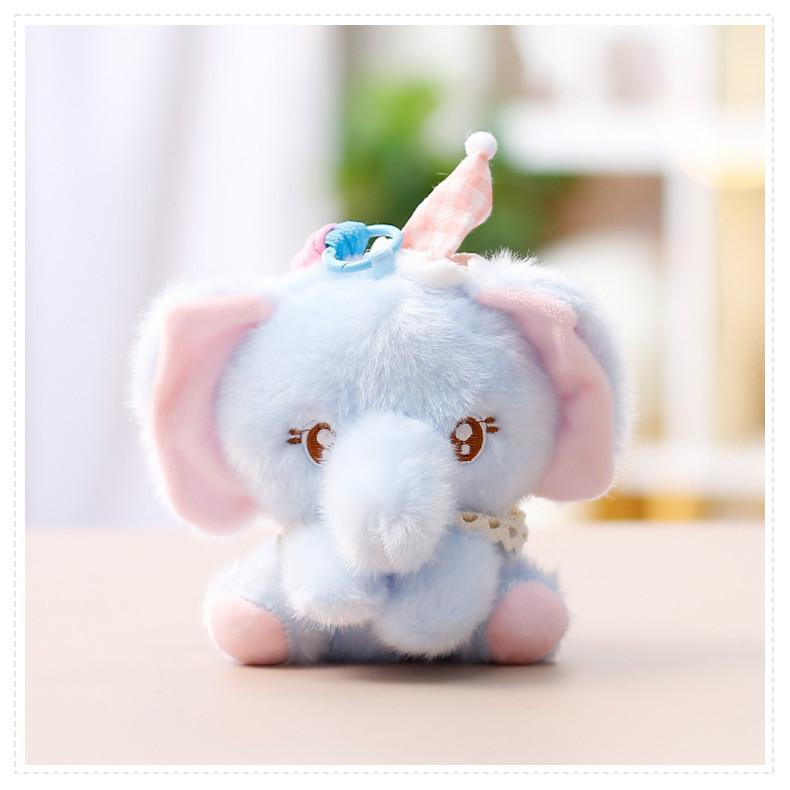 Plüschelefant mit Satin-Schal für Mädchen, Geschenk und Taschen-Schlüsselanhänger-Dekoration