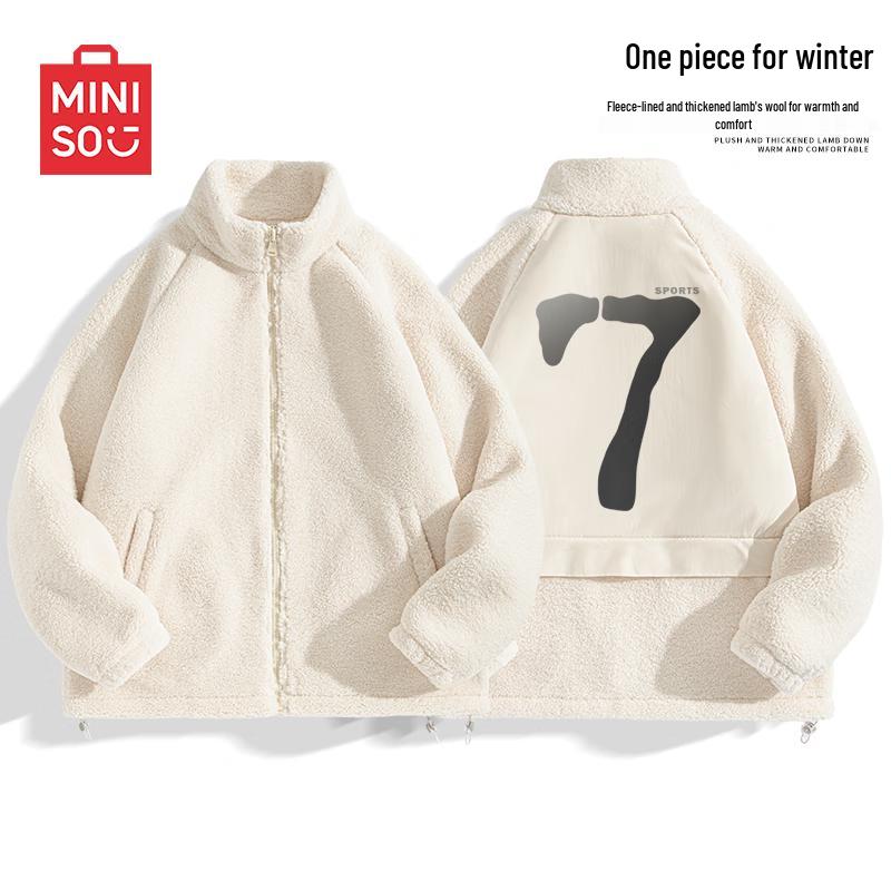 MINISO Men s Thickened Lamb Velvet Stand Collar Warm Fleece Jacket 2XL