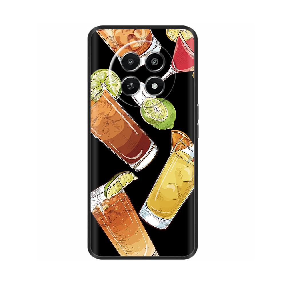 Für Realme 12 5G 12X Handyhülle Cover Blumen Aufdruck Weiches Schwarzes TPU Fundas Für Realme12 12 X Bumper Schale Para Coque Etui Capas