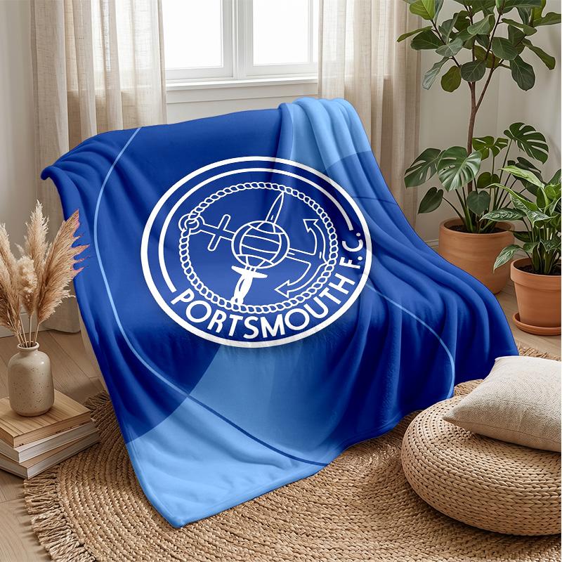 Coperta Morbida in Pile Flanella Portsmouth FC Leggera Accogliente Calda Coperta da Lancio per Divano Letto Decorazione Casa