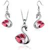 Cigno di cristallo Ciondolo charm amante moda Set di gioielli regalo di compleanno presente Collana Orecchino charm di qualità ragazza appuntamento