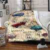 Route 66 Classic Cars Throw Customizable Blanket Personalized Text Soft Cozy For Sofa Couch Office Bed Picnics Ideal For All Seasons Cozy Home Lovers