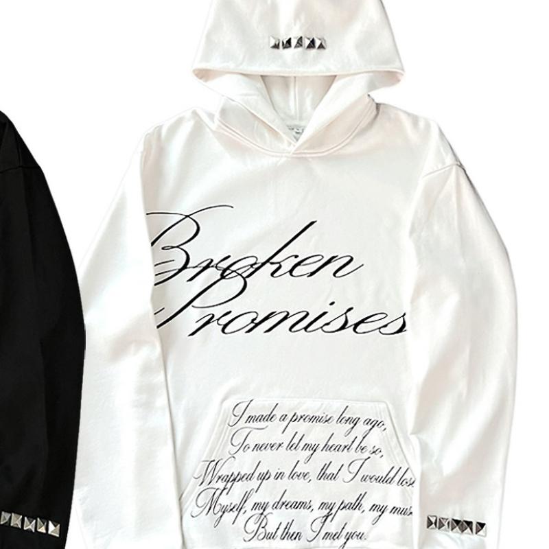 

Европейский и американский темный принт ретро круглый вырез длинный рукав уличный тренд y2k худи S