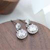 Luxury Brilliant Sliver Color Halo Full of Zircon Geometric Circle Dangle Earrings for Women Bride Engagement Wedding Jewelry