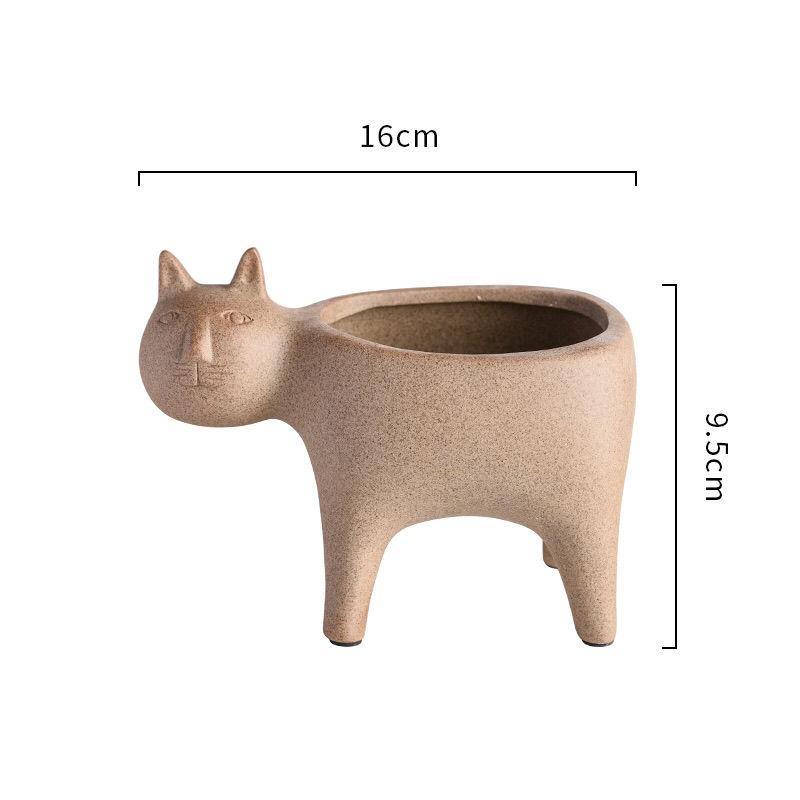 

Creative Art Cat Tail Flower Pot Ceramic Cat Cactus Potted Cute Animal Porcelain Vase Plant Flower Vase Countertop Ornament Gift