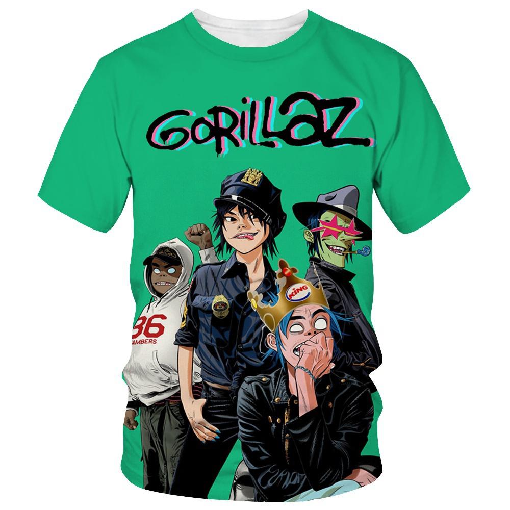 Ny Tegneserie Gorillaz 3D-trykt T-skjorte Herre Dame Casual Hip-hop Kortermet Harajuku Stil Gate T-skjorte