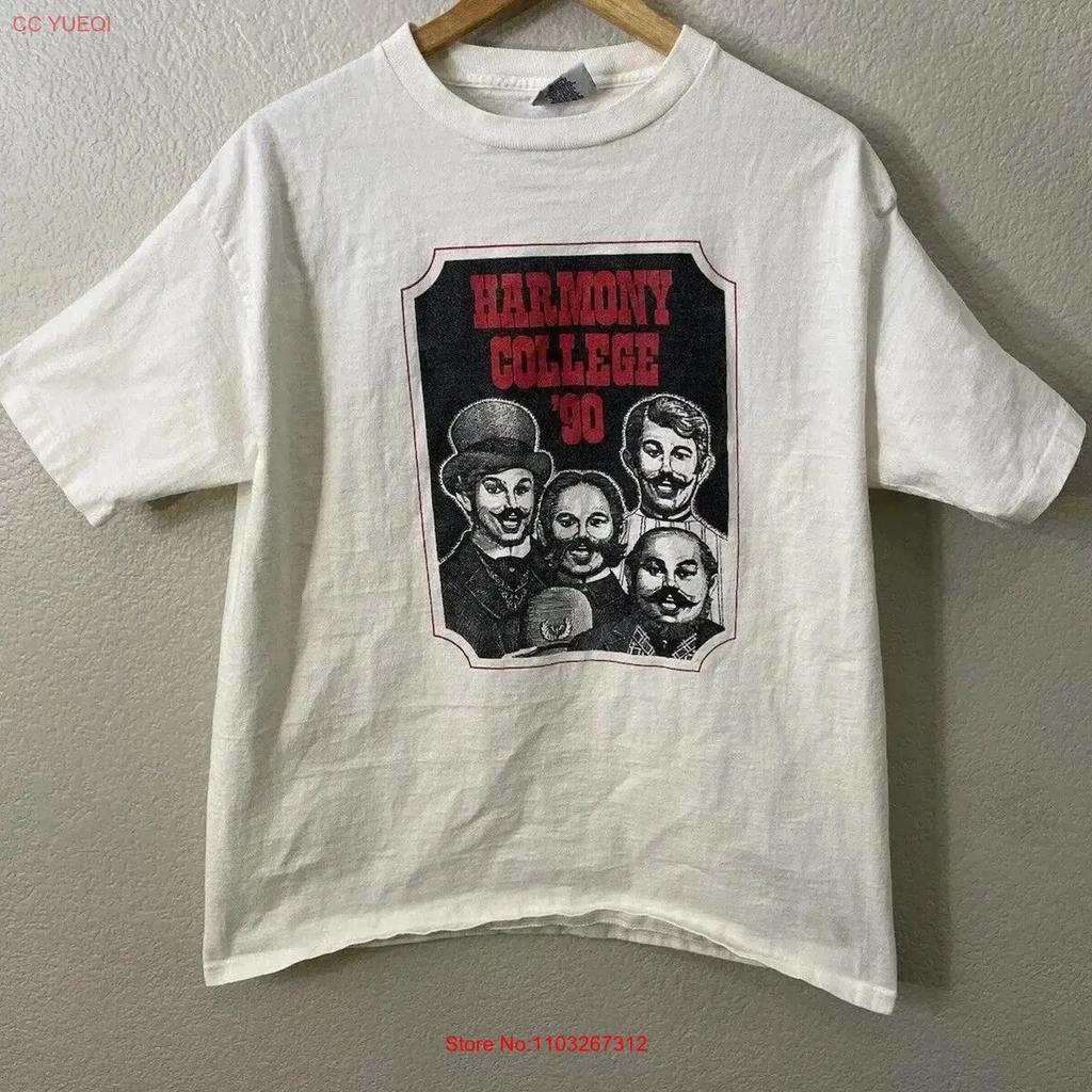 Vtg 90s Velva Sheen Harmony College T Shirt White Society Music Band Unisexs Xl Vintage Graphic Top For Everyday Wear