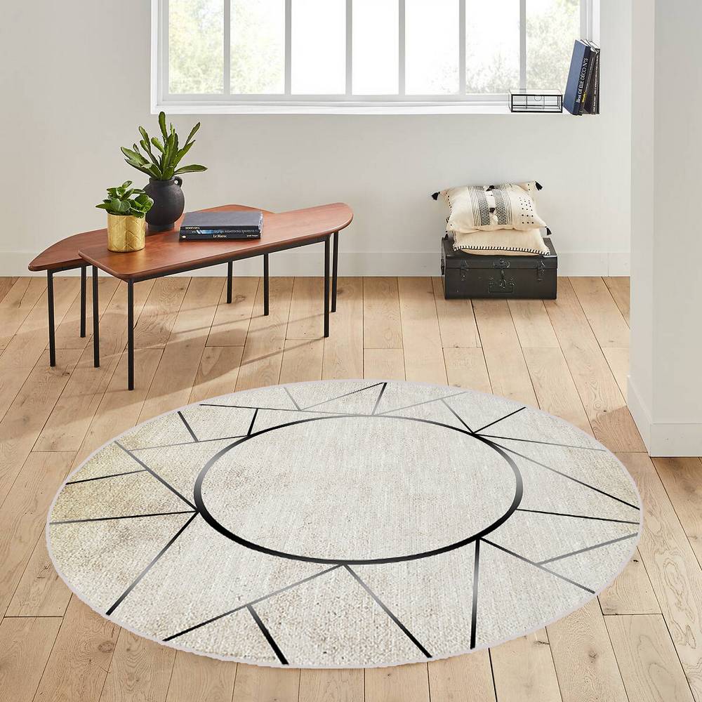 

Eliana Home Washable Round Printed Carpet LNA7138 100x100 бежевый