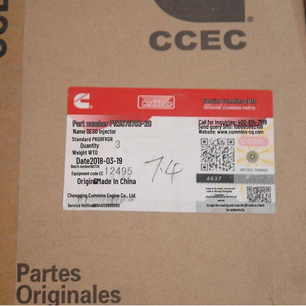 Injector Assembly for Cummins KTA19, KTA38, KTA50 Engines (Part No. 3076703)