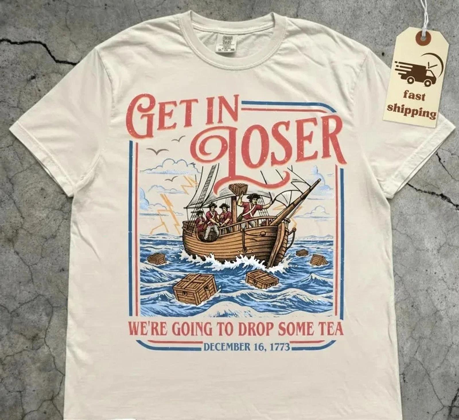 Boston Tea Party Funny 4th Of July Patriotic Meme T-Shirt Unisex Graphic Tee XL