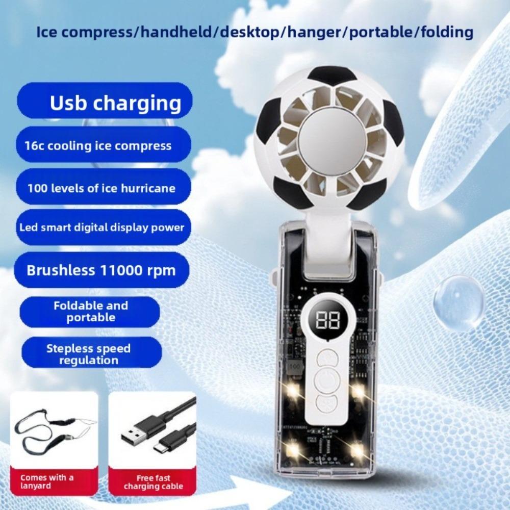Handheld Cooling Fan Cooling Folding Portable Turbine Mini Semiconductor Ice Compress Small Fan handheld fan + usb charging + brushless motor