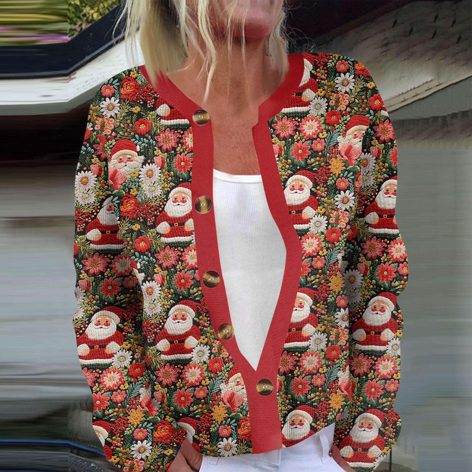 

Женская мода с длинным рукавом, рождественский принт «Снеговик-снежинка», куртка, кардиган S