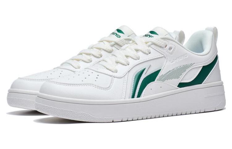 Li Ning Shiyi Slip Resistant Abrasion Resistant Low top Skateboard Shoes Men's White Green AGCT341-1