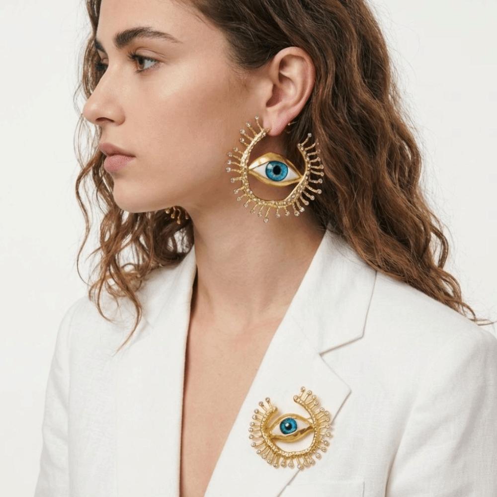 Vintage Big Eyes Dangle Earrings Resin Eyes Earring Corsage Fashion Eye Brooch For Women Jewelry