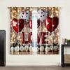 2pc,  Window Curtains Valentine's Day Truck Background Romantic Love Balloons Versatile Fabric,Without Electricity Festive