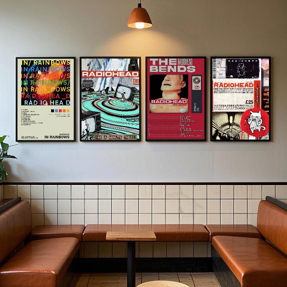 Banda de Art Rock Radiohead Póster de Música arte pared adhesiva impermeable hogar sala de estar dormitorio bar decoración estética