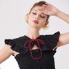 CourtStyle Detachable Collar with Ruffle Trim and Embroidery Bowknot Shirt Collar Shawl Wrap Formal Occasion Accessory