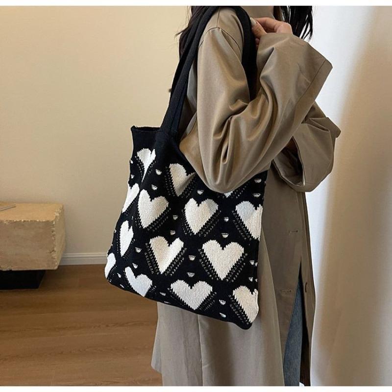Love knitted bag women's new fashionable large-capacity tote bag versatile high-end handbag
