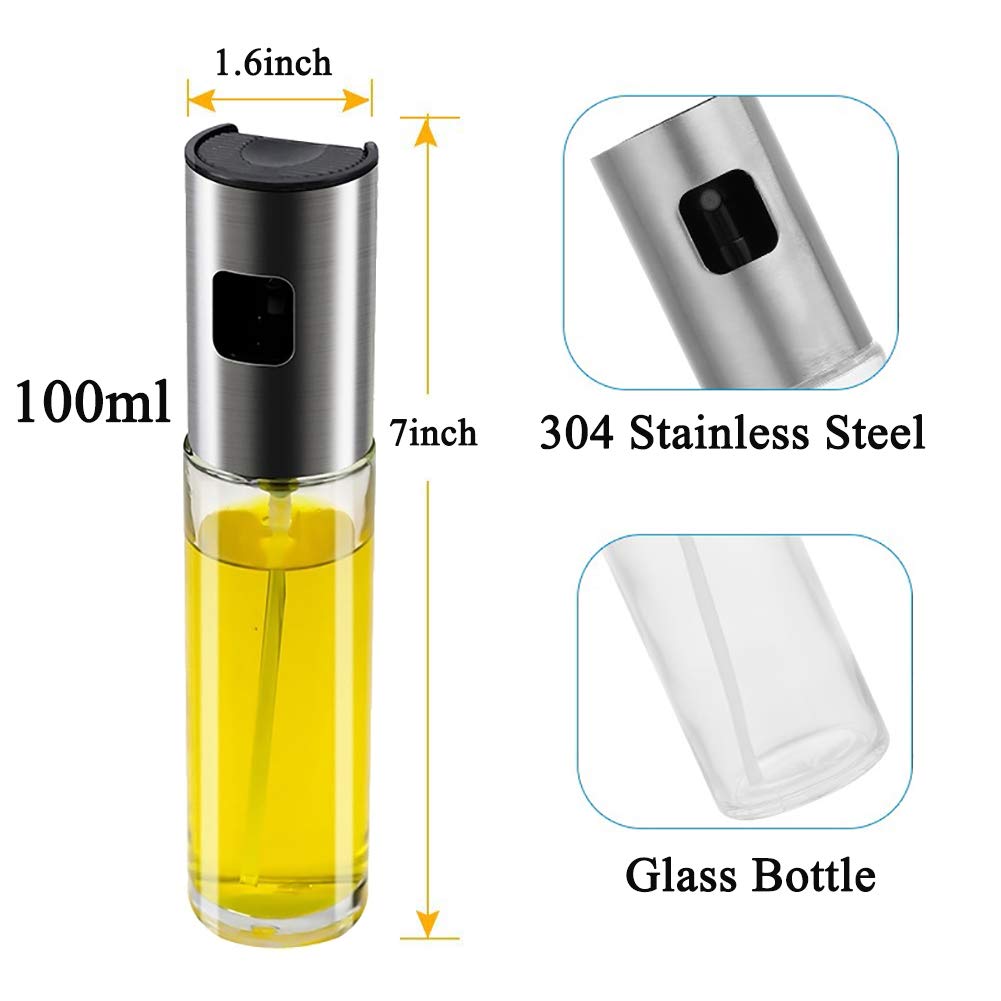 100Ml Oil Sprayer Fit For Cooking 2Pcs Glass Olive Oil Sprayer Mini Kitchen Gadgets Fit For Air Fryer,Salad,Bbq,Anti-Drip Oil Bottle