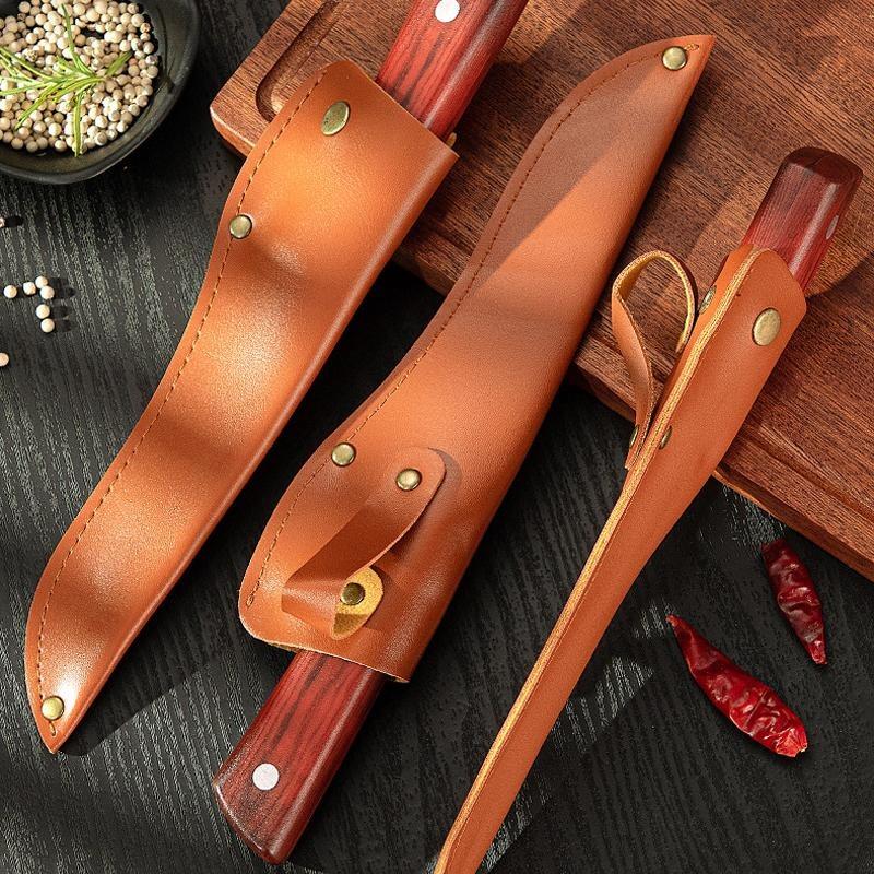 Meat Cleaver Chef Knife Stainless Steel Boning Knife Sharp Slaughtering Sheep Pig Fish Fruit Vegetable Knives with Sheath Kitchen Tool
