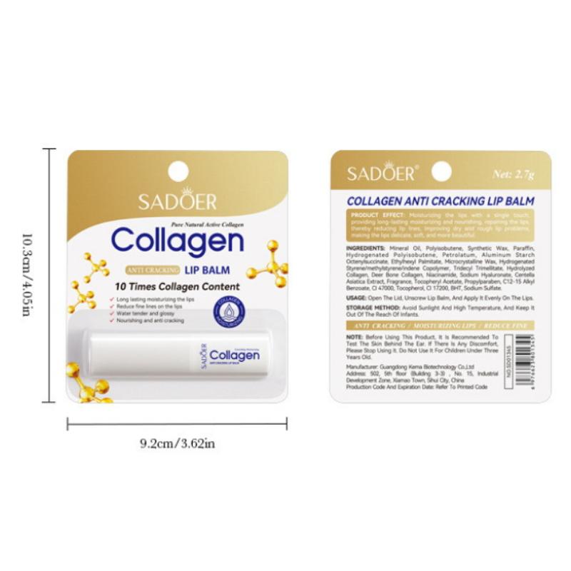 Sadoer 2.7G Collagen Moisturizing Lip Balm Nourishing Anti-Cracked Long-Lasting Hydration Stick Lip Skin Care