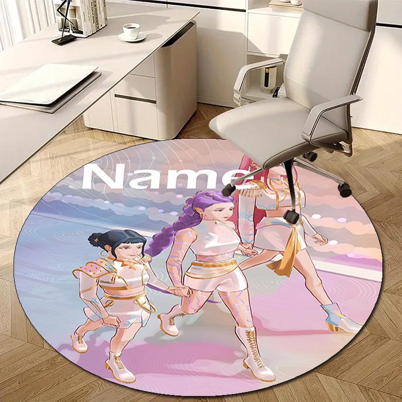 Personalized K-KPop Demon Hunters Round Chair Office Rug - Perfect for Mat, Office Chair & More - Ideal Gift for Birthdays and Holidays