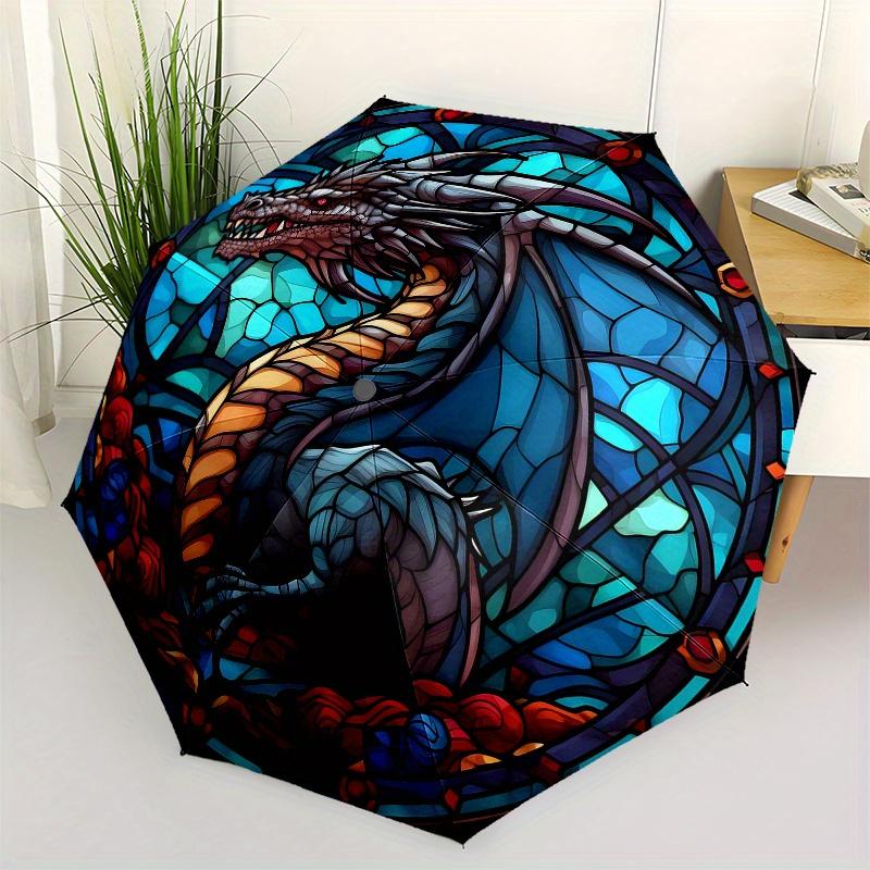 

Stained Glass Dragon Wall Art Decor - Fantasy Medieval Home Decoration Umbrella Day Gift Y242