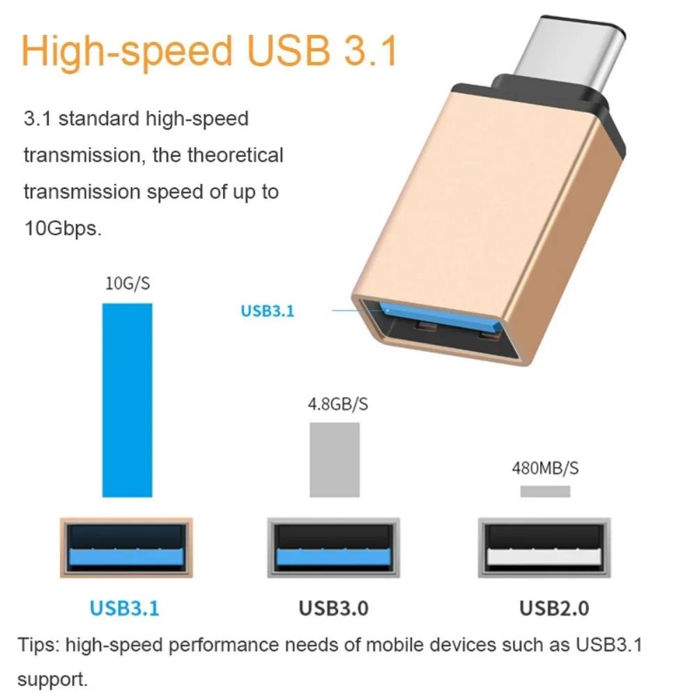 Aluminum USB C to USB Adapter Type C to USB Female Cable Connector for Smartphone Accessories