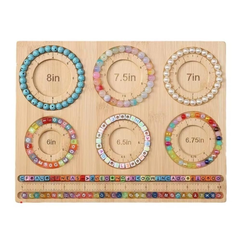 Wooden Bead Boards with Scale Measurement Tool Beading Holder Tray 6" 6.5" 6.75" 7" 7.5" 8" Beading Organizer for Jewelry Making