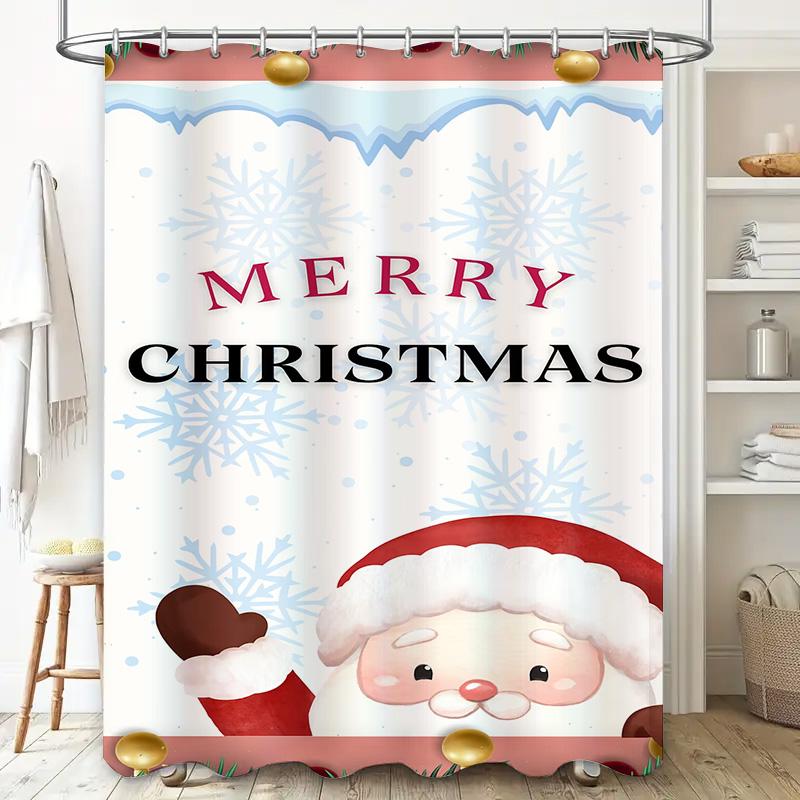 Tuniu Charmante Kerstman Badkamer Douchegordijn Feestelijke Vakantie Decoratie Leuke Schattige Waterdichte Stof Huisdecoratie Id