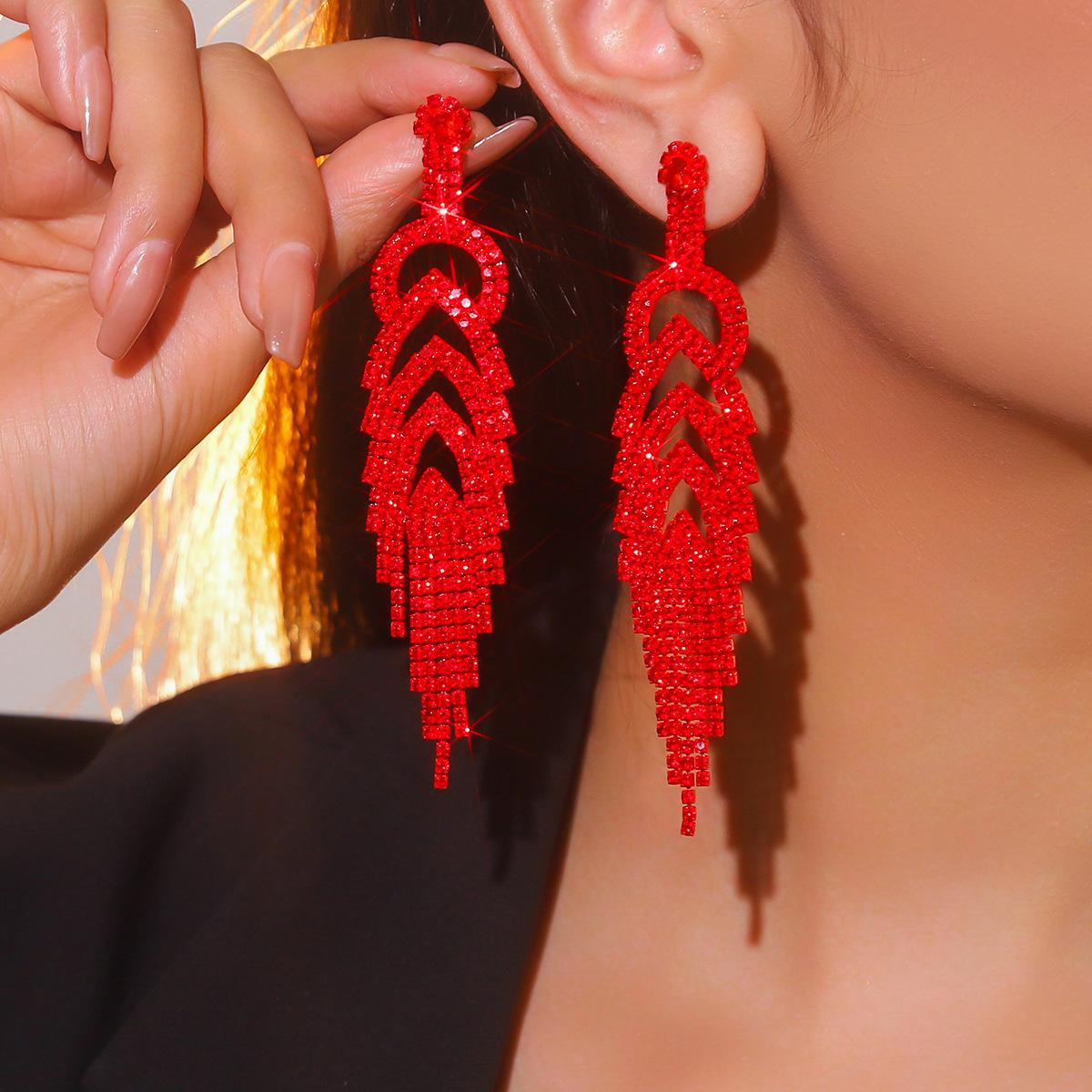 Красные длинные серьги с бахромой, гипоаллергенные, изысканные, универсальные, украшения для ушей