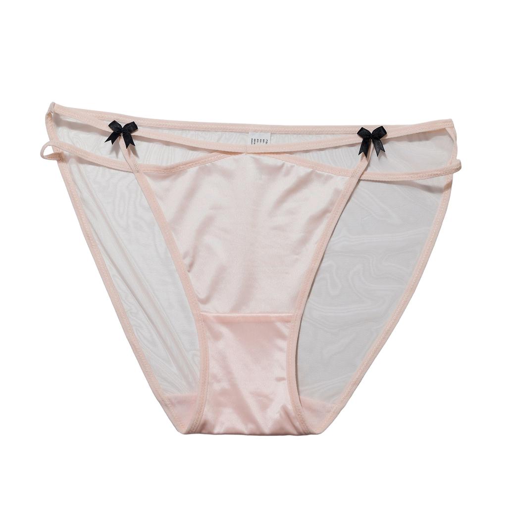 Ladies Summer Cute Lace Mesh Bow Soft Low Waist Triangle Panties
