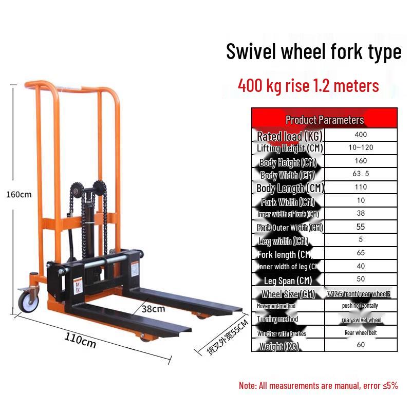 Yuzhe Manual Mini Forklift: Small Hydraulic Pallet Jack Stacker for Households