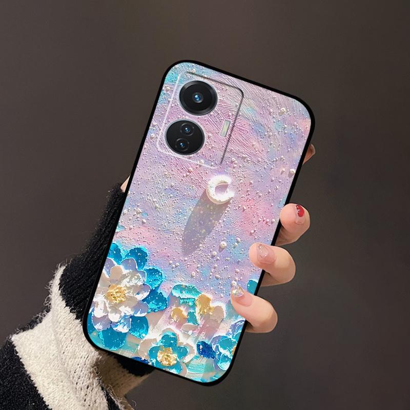 For Vivo T1 4G Case V2153 Covers TPU Black Silicone Landscape Cover for Vivo T1 44W Case VivoT1 Y55 4G Shockproof Soft Shells