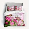 3-Piece Luxurious Pink Rose Butterfly Digital Print Duvet Cover Set - Ultra Soft, Comfortable, and Vibrant Design for Bedroom