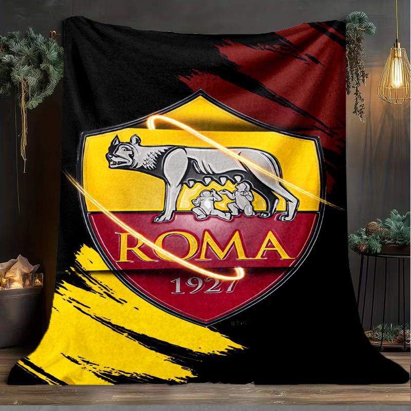 1pz Coperta Morbida in Flanella Stampata Club di Calcio Lupa di Roma per Camera da Letto Adulti Soggiorno Divano Campeggio Viaggio Regali per Fan Regali di Natale