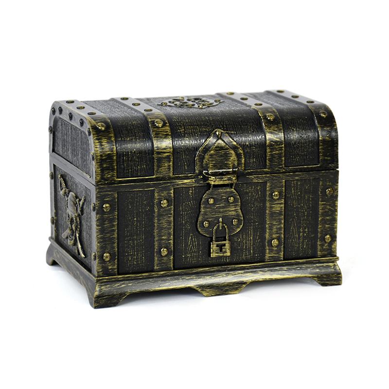 Gold Pirate Treasure Chests Candy Box Kids Children Gift Vintage Halloween Party Decor Jewelry Storage Organizer Box Case Holder