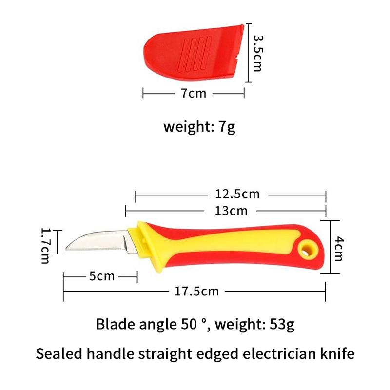 Hand Tool Insulated Knife Electricians Wire Stripper Cable Stripping Snips Straight Curved Blade Rubber Handle Peeling