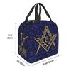 Freemasonry Symbol Lunch Bag Women Masonic Mason Freemason Thermal Cooler Insulated Lunch Box for Adult Office