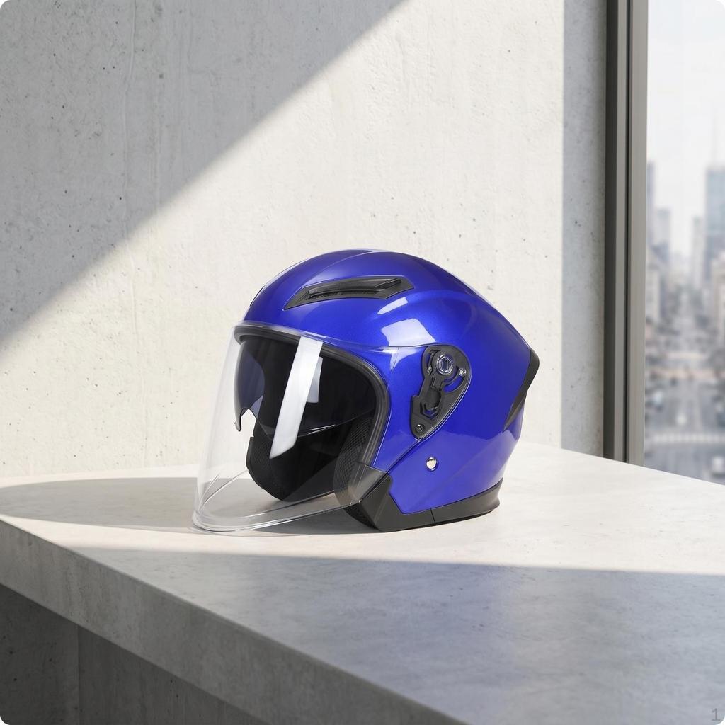 Half-Style Motorcycle Helmet Glossy for Daily Commuting, Scooter Riders