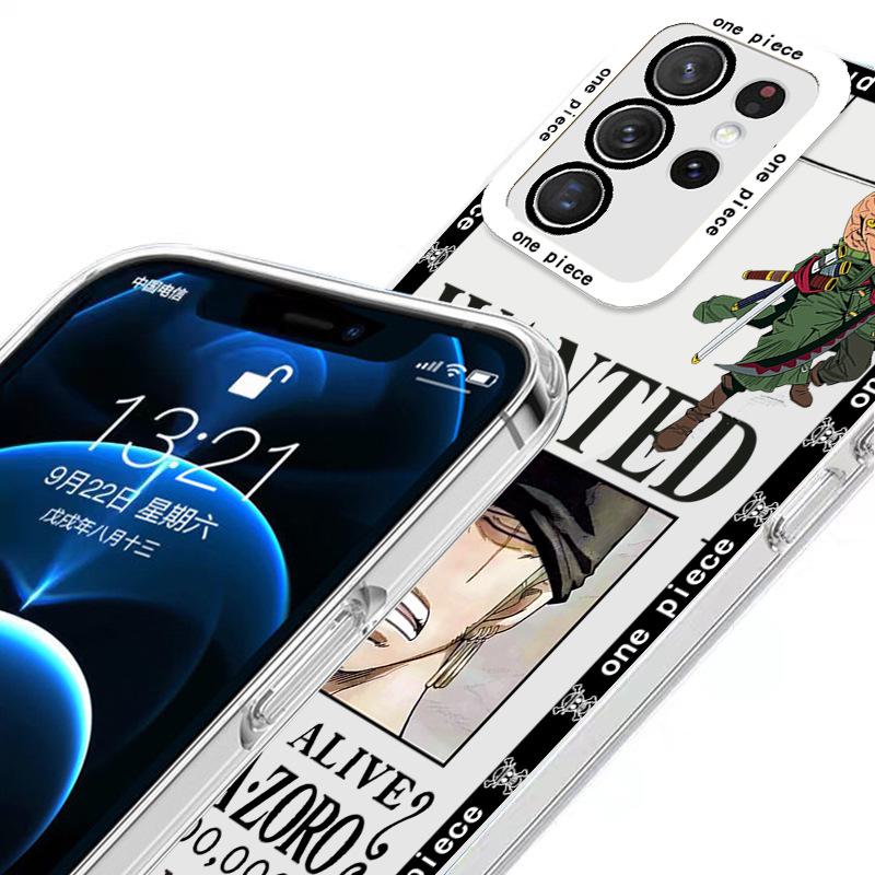 Samsung S24PRO Zoro 20 Luffy FE Anime 21 Průhledný A54 Kompletní balení Odolný proti pádu S22 Kompatibilní Kryt One Piece