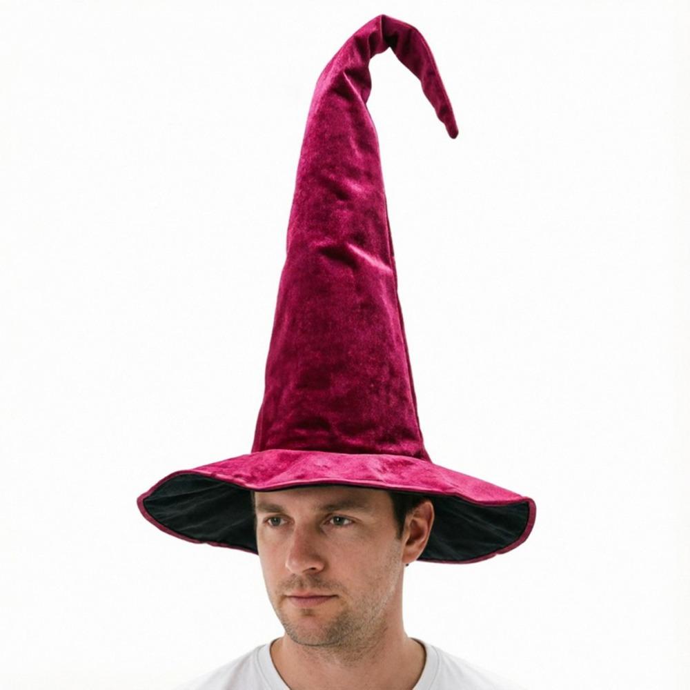 Velvet Halloween Witch Hat Large Witch Costume Hat Comfortable Plush Wizard Hat Role-Playing