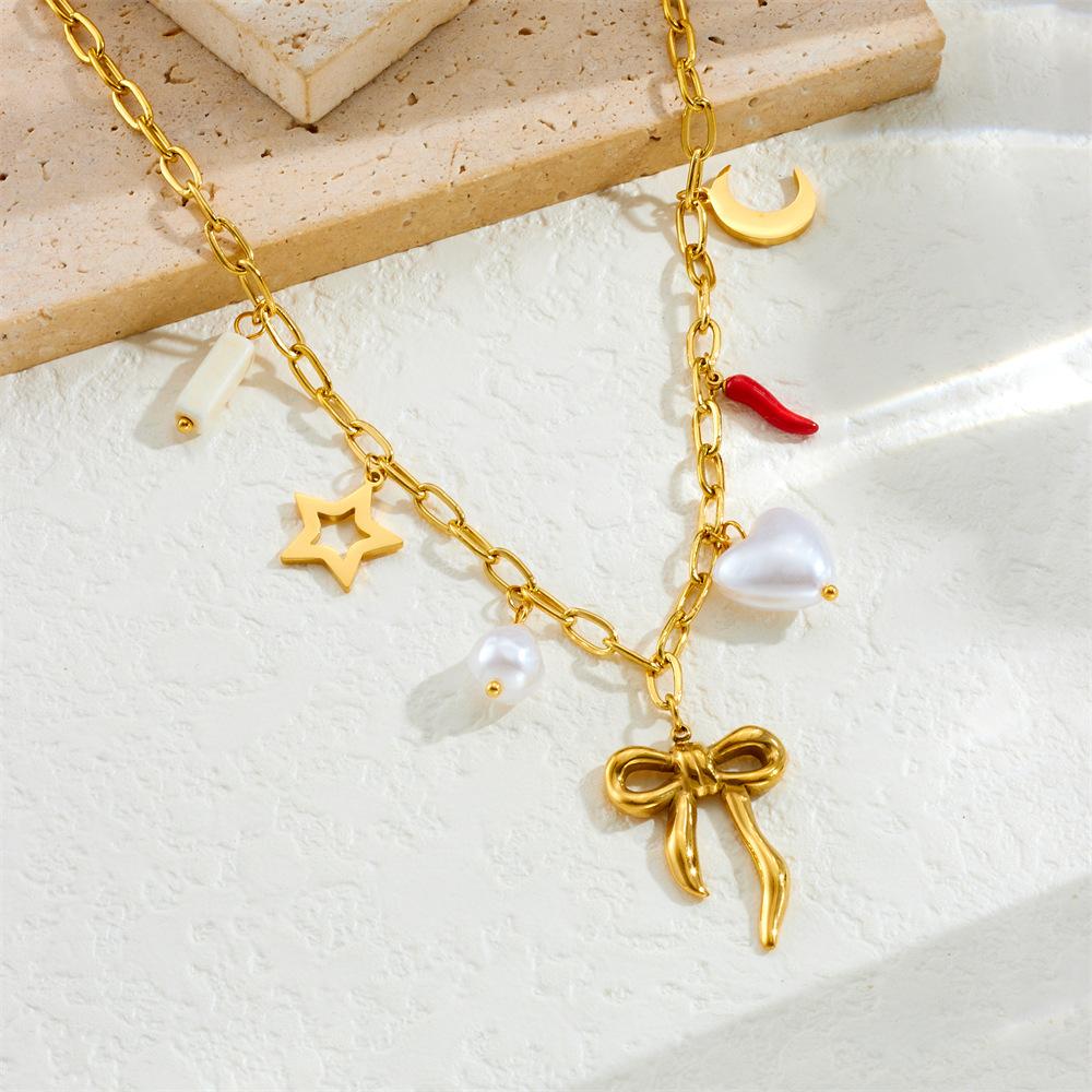 Stainless Steel Heart Flower Multi Pendant for Womnen Chain Jewelry Party Gift